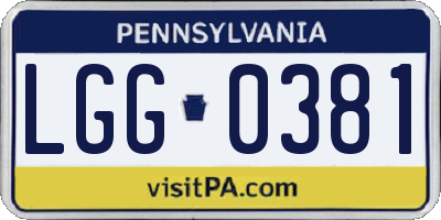 PA license plate LGG0381