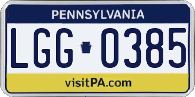 PA license plate LGG0385