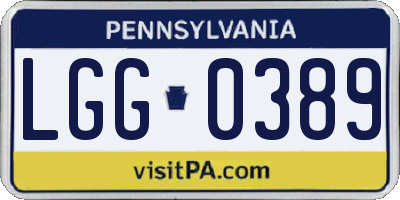 PA license plate LGG0389