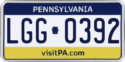 PA license plate LGG0392