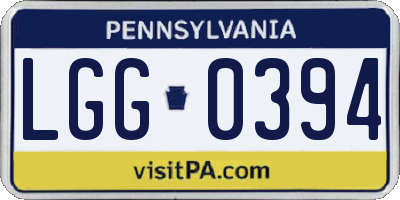 PA license plate LGG0394