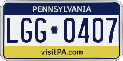 PA license plate LGG0407
