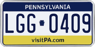 PA license plate LGG0409