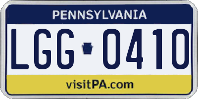 PA license plate LGG0410