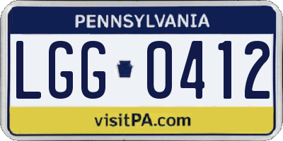 PA license plate LGG0412