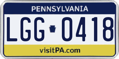 PA license plate LGG0418