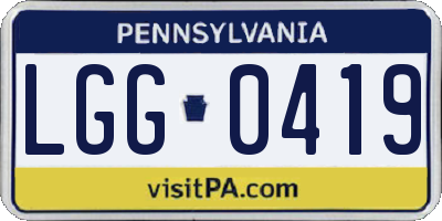 PA license plate LGG0419