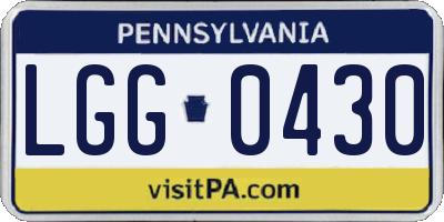 PA license plate LGG0430