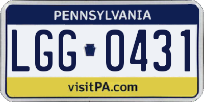 PA license plate LGG0431