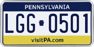 PA license plate LGG0501