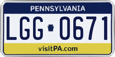 PA license plate LGG0671