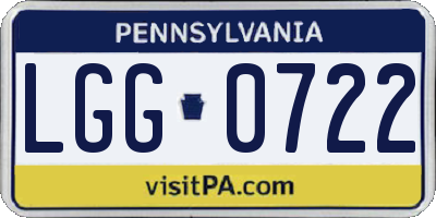 PA license plate LGG0722