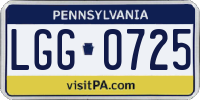 PA license plate LGG0725