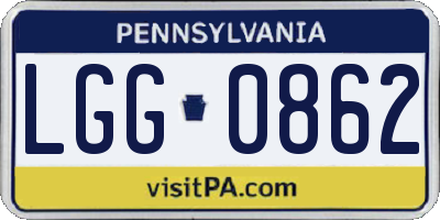 PA license plate LGG0862
