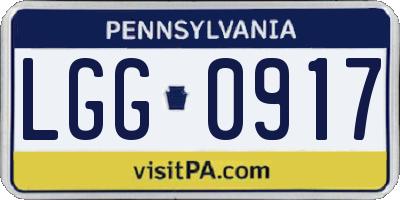 PA license plate LGG0917