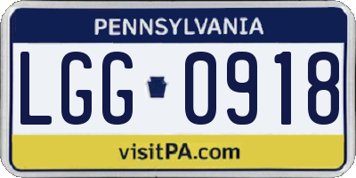 PA license plate LGG0918