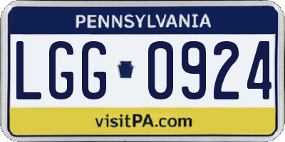 PA license plate LGG0924