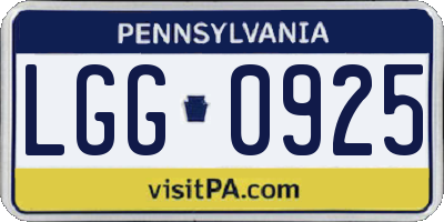 PA license plate LGG0925