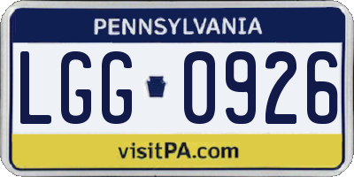 PA license plate LGG0926