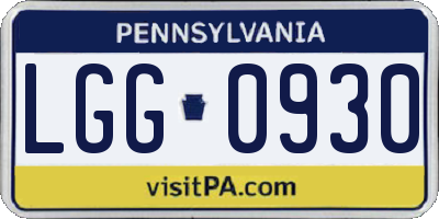 PA license plate LGG0930