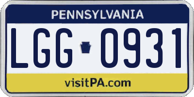PA license plate LGG0931
