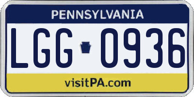 PA license plate LGG0936