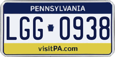 PA license plate LGG0938