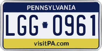 PA license plate LGG0961