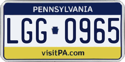 PA license plate LGG0965