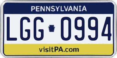 PA license plate LGG0994