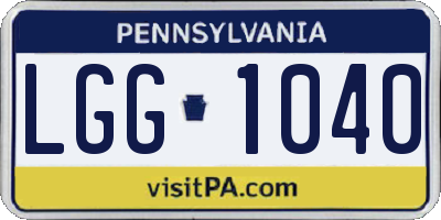 PA license plate LGG1040