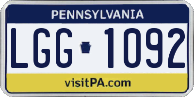 PA license plate LGG1092