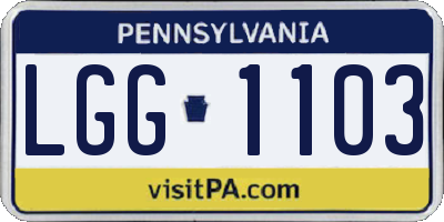 PA license plate LGG1103