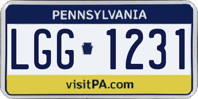 PA license plate LGG1231