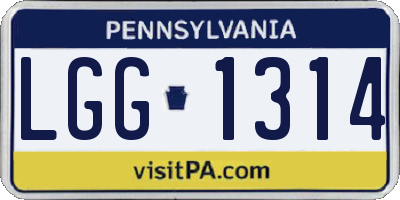 PA license plate LGG1314