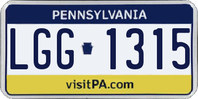 PA license plate LGG1315