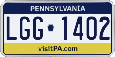 PA license plate LGG1402