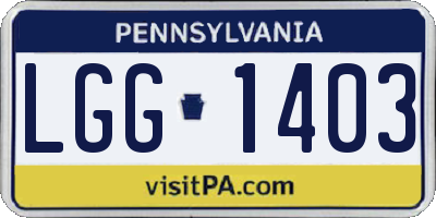 PA license plate LGG1403