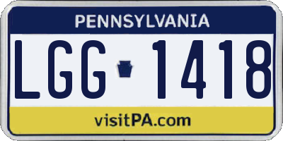 PA license plate LGG1418
