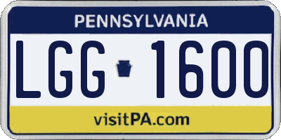 PA license plate LGG1600