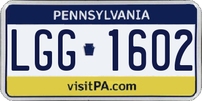 PA license plate LGG1602