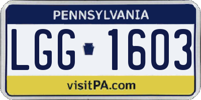 PA license plate LGG1603