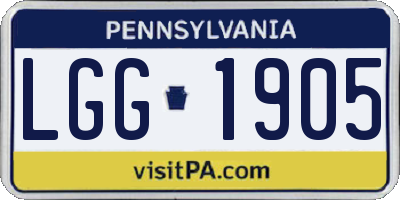 PA license plate LGG1905
