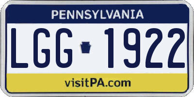 PA license plate LGG1922