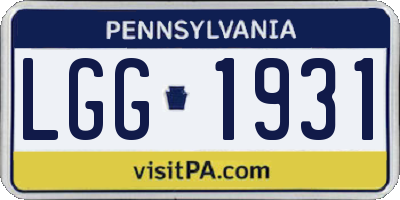 PA license plate LGG1931