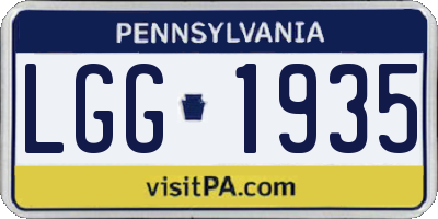 PA license plate LGG1935