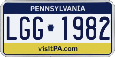 PA license plate LGG1982