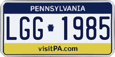 PA license plate LGG1985
