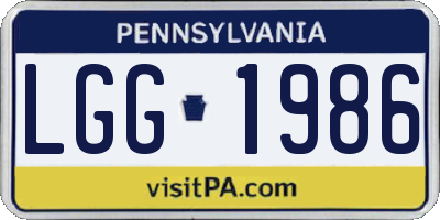 PA license plate LGG1986