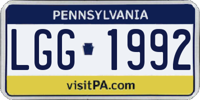 PA license plate LGG1992
